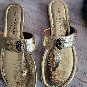 Gold thong sandals